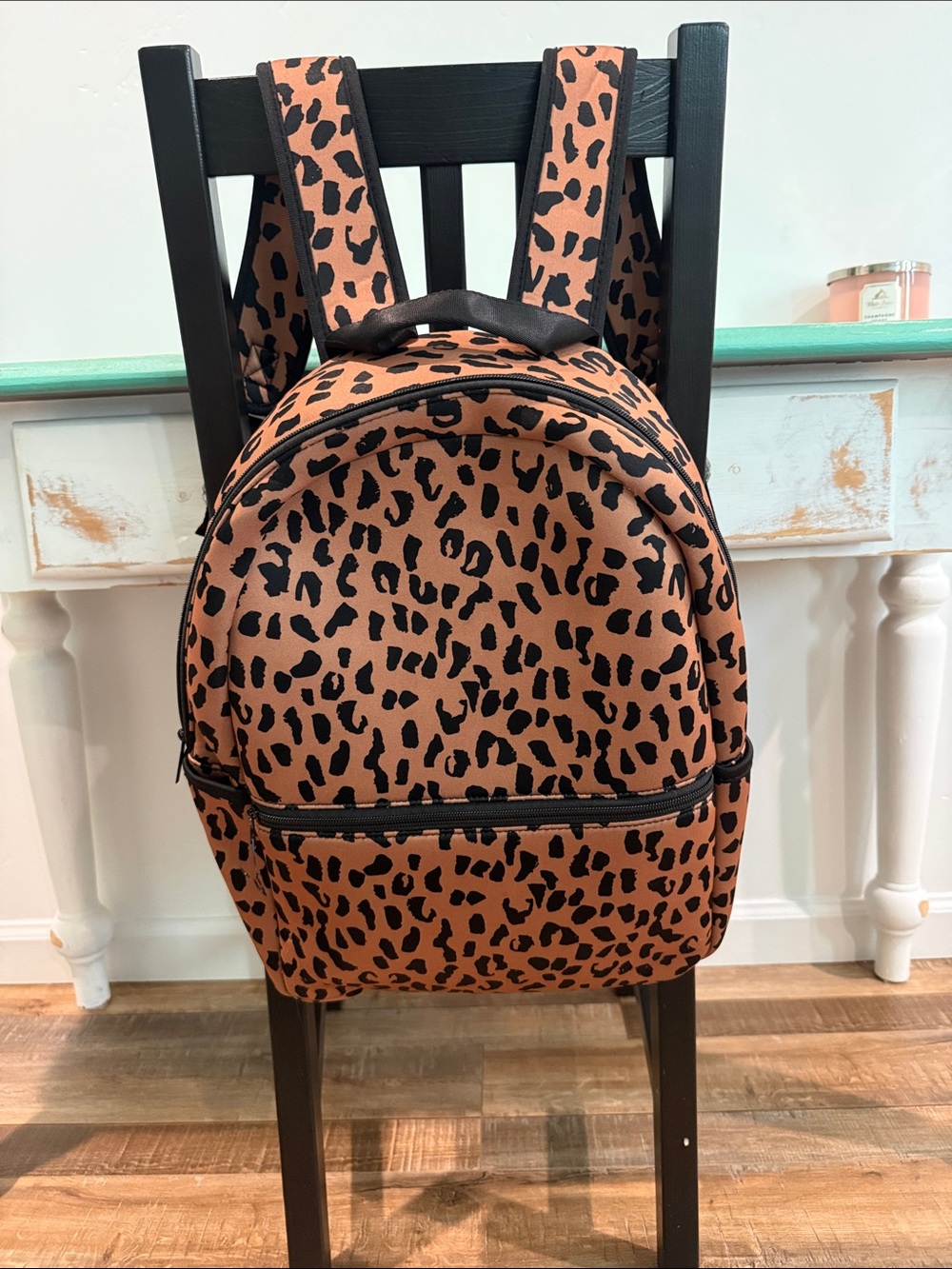 Leopard Print Tan Backpack